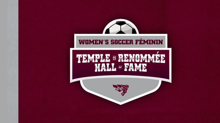 Logo badge for the Gee-Gees women's soccer Hall of Fame.
