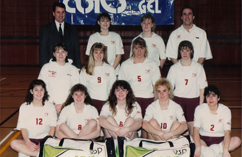 Women's Volleyball team photo, 1990-91.